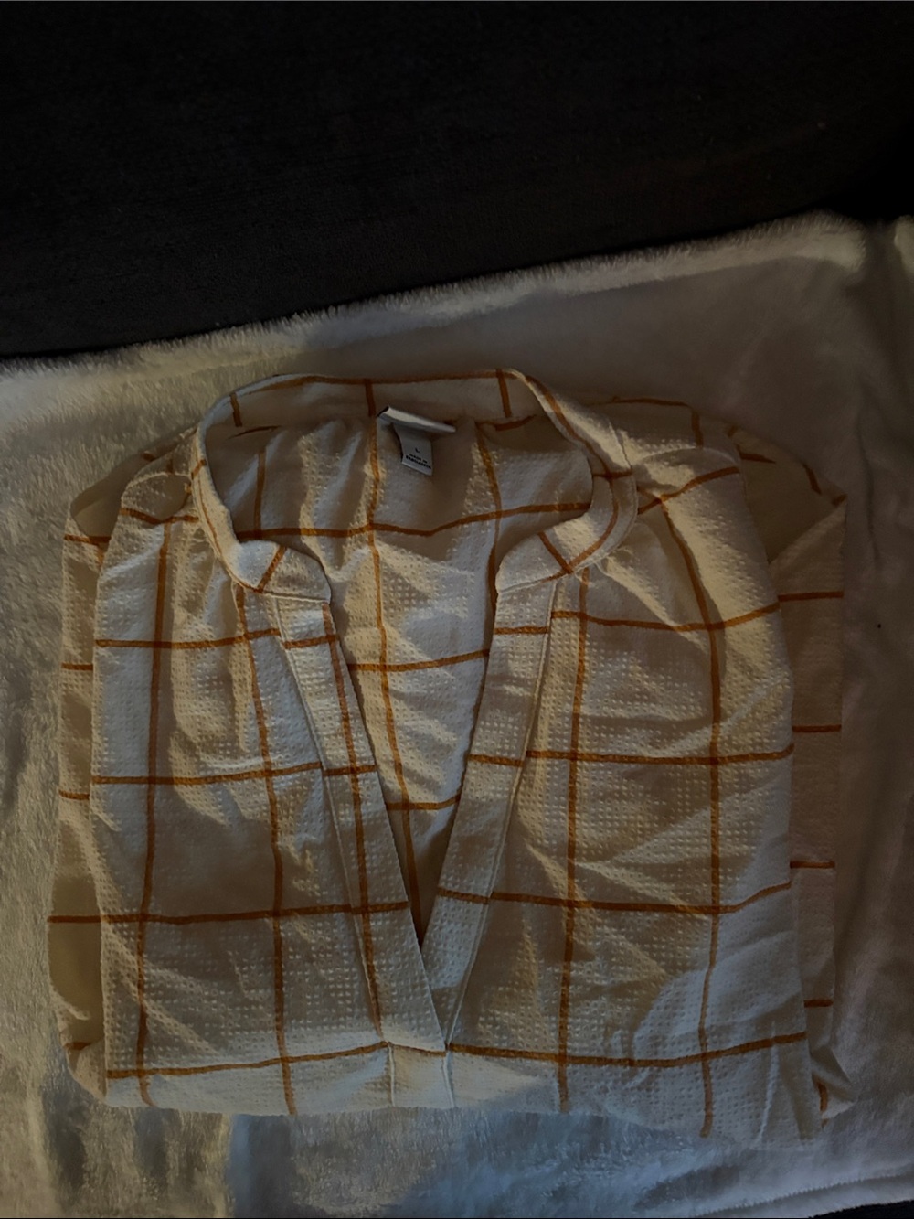 a new day White Blouse with Mustard Windowpane Check
